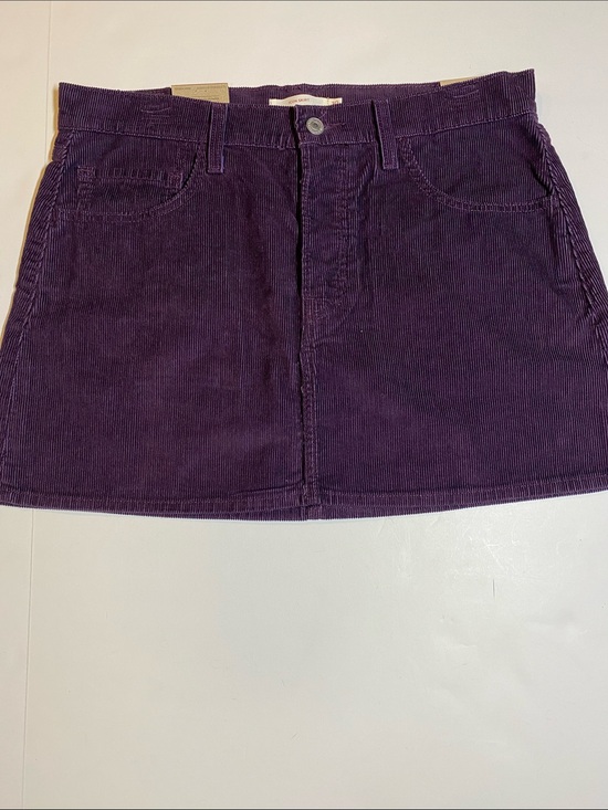 Levi's Dresses & Skirts - Levi’s SZ 30 Icon Dark Plum Corduroy Button Mini Skirt New D27e